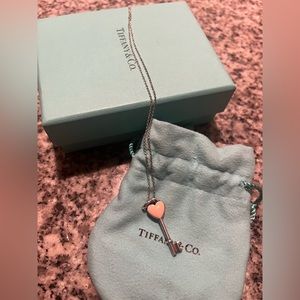 Authentic Tiffany’s & Co Pink Heart Mini Key Necklace